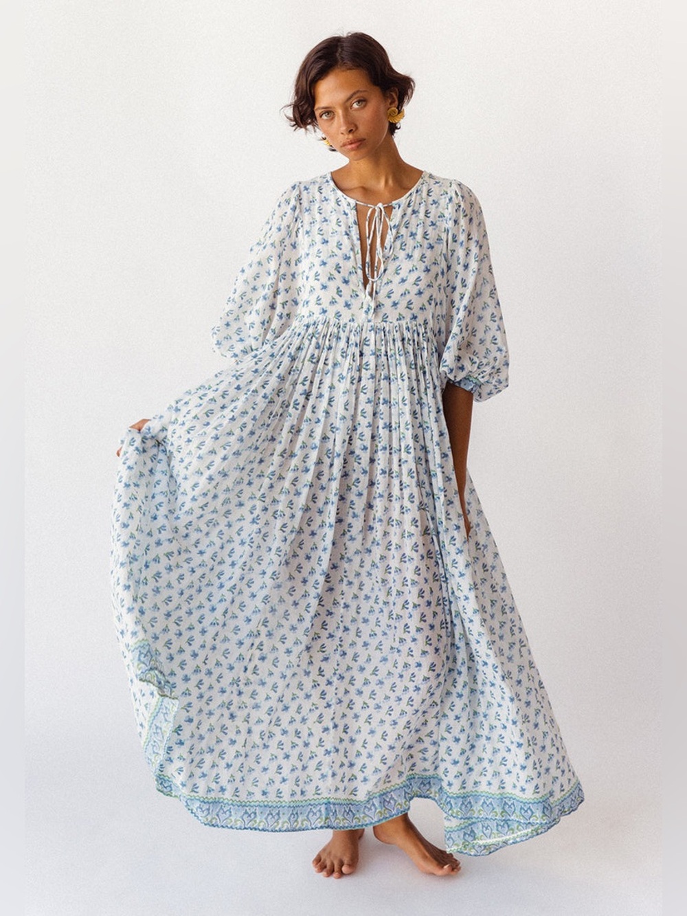 NWT Daughters of India Blue Kyra Maxi Boho Dress - size extra small